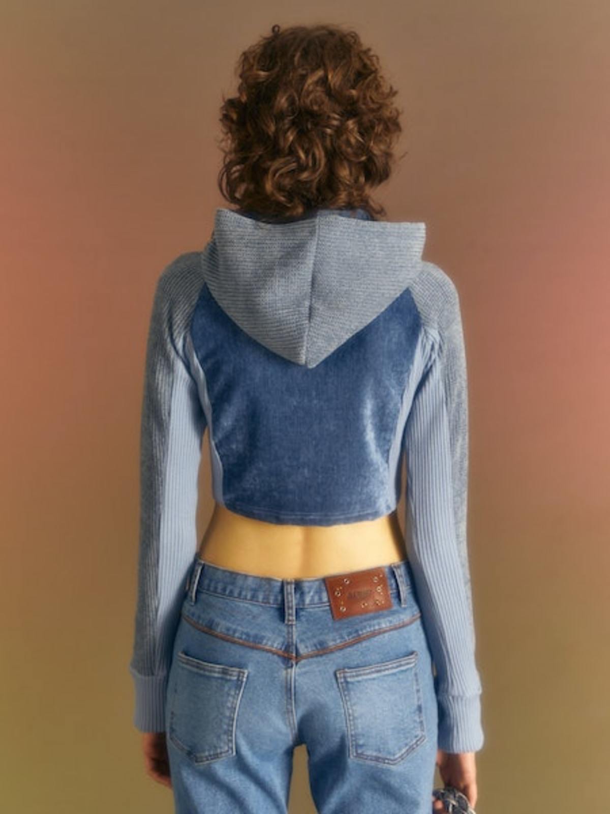 【ANDERSSON BELL】 CERRES HOODIE SWEATER (SKY BLUE) ANDERSSON BELL Velour Wrinkle Tight Hoodie - Blue | Garmentory