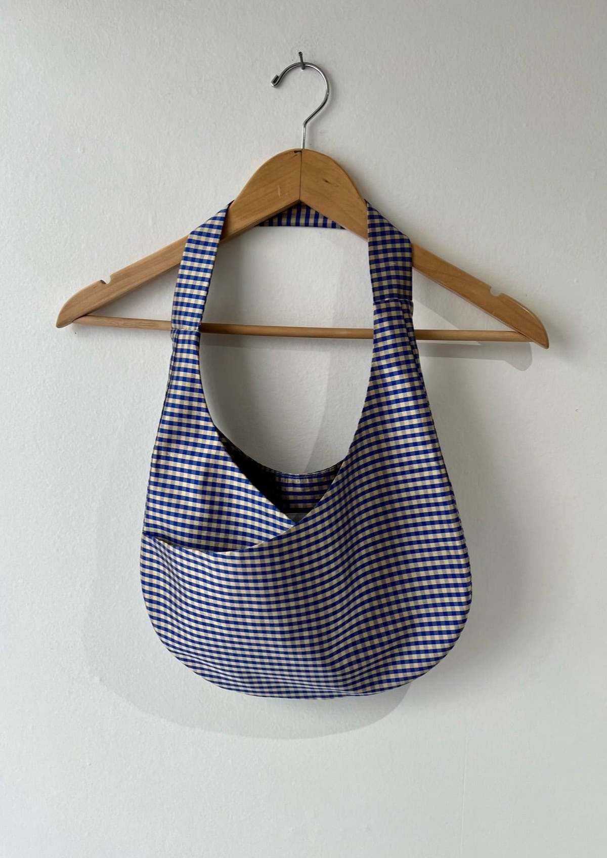 COA NYC Mini Hobo Bag - Blue/Cream Gingham | Garmentory