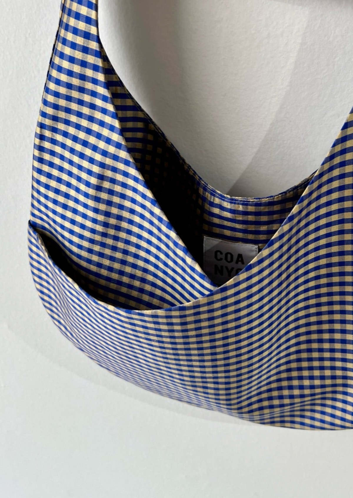 COA NYC Mini Hobo Bag - Blue/Cream Gingham | Garmentory