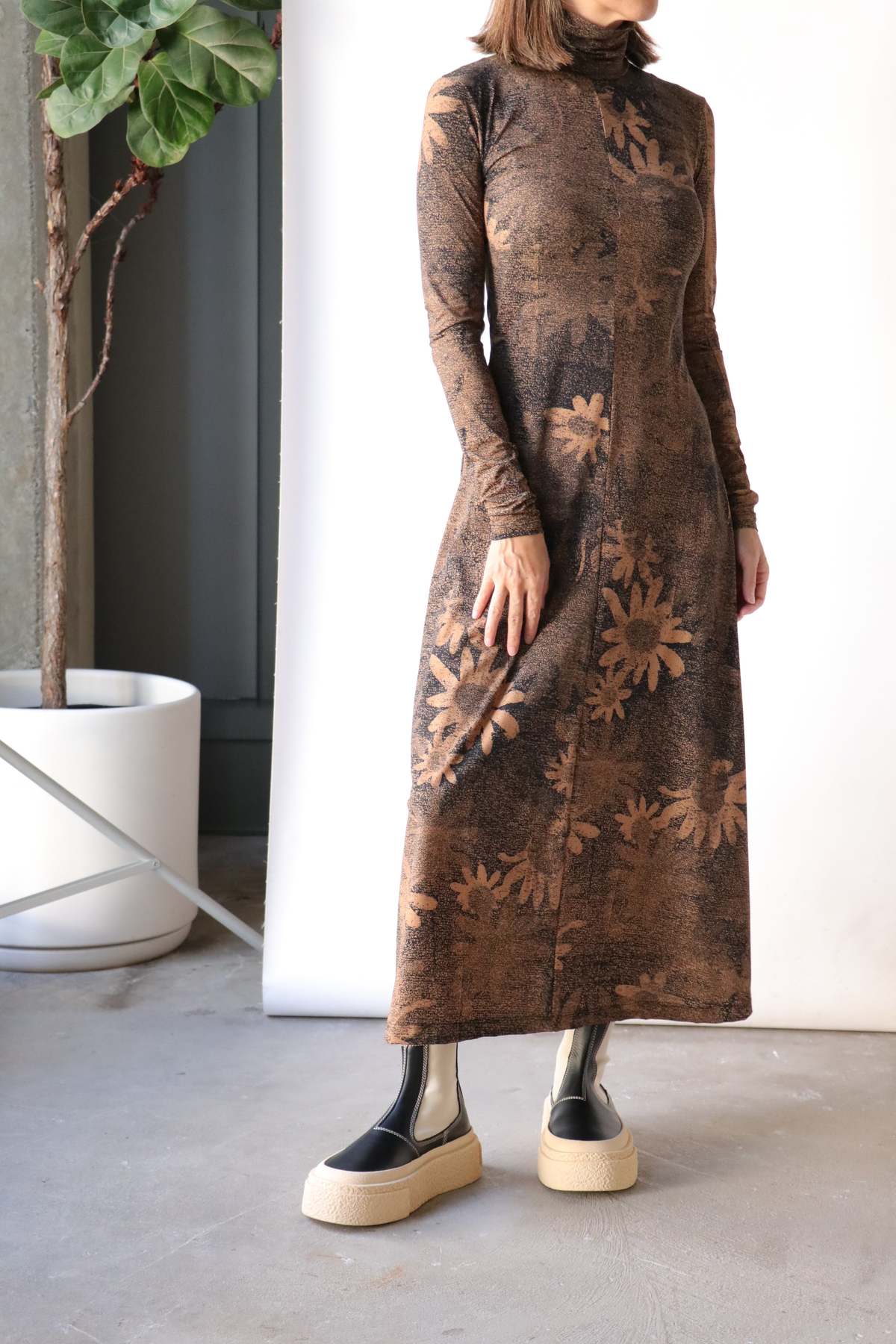 MM6 Maison Margiela Printed Jersey Dress - Tan/Black