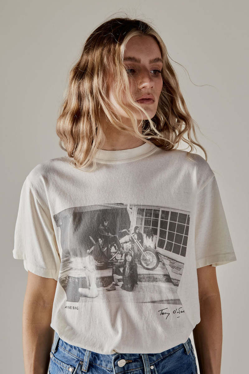 ANINE BING◆Tシャツ/ROLLING STONES/XS/コットン/GRY Anine Bing Lili x Terry O'Neil Rolling Stones Cotton T-shirt