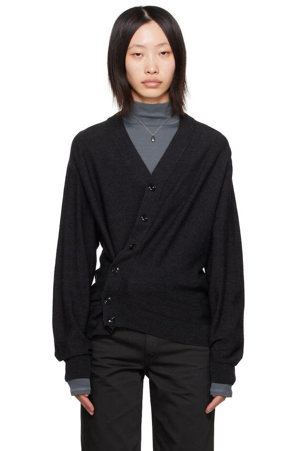 Lemaire Gray Relaxed Twisted Cardigan - Anthracite | Garmentory