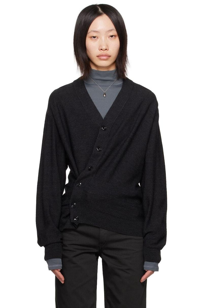 Lemaire Gray Relaxed Twisted Cardigan - Anthracite | Garmentory