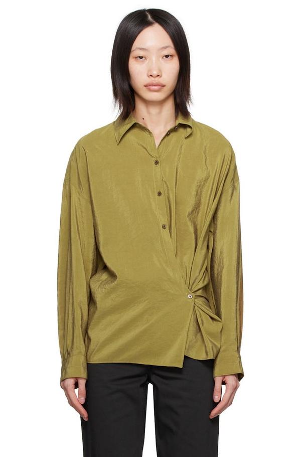 Lemaire Green Straight Collar Twisted Shirt - Pistachio