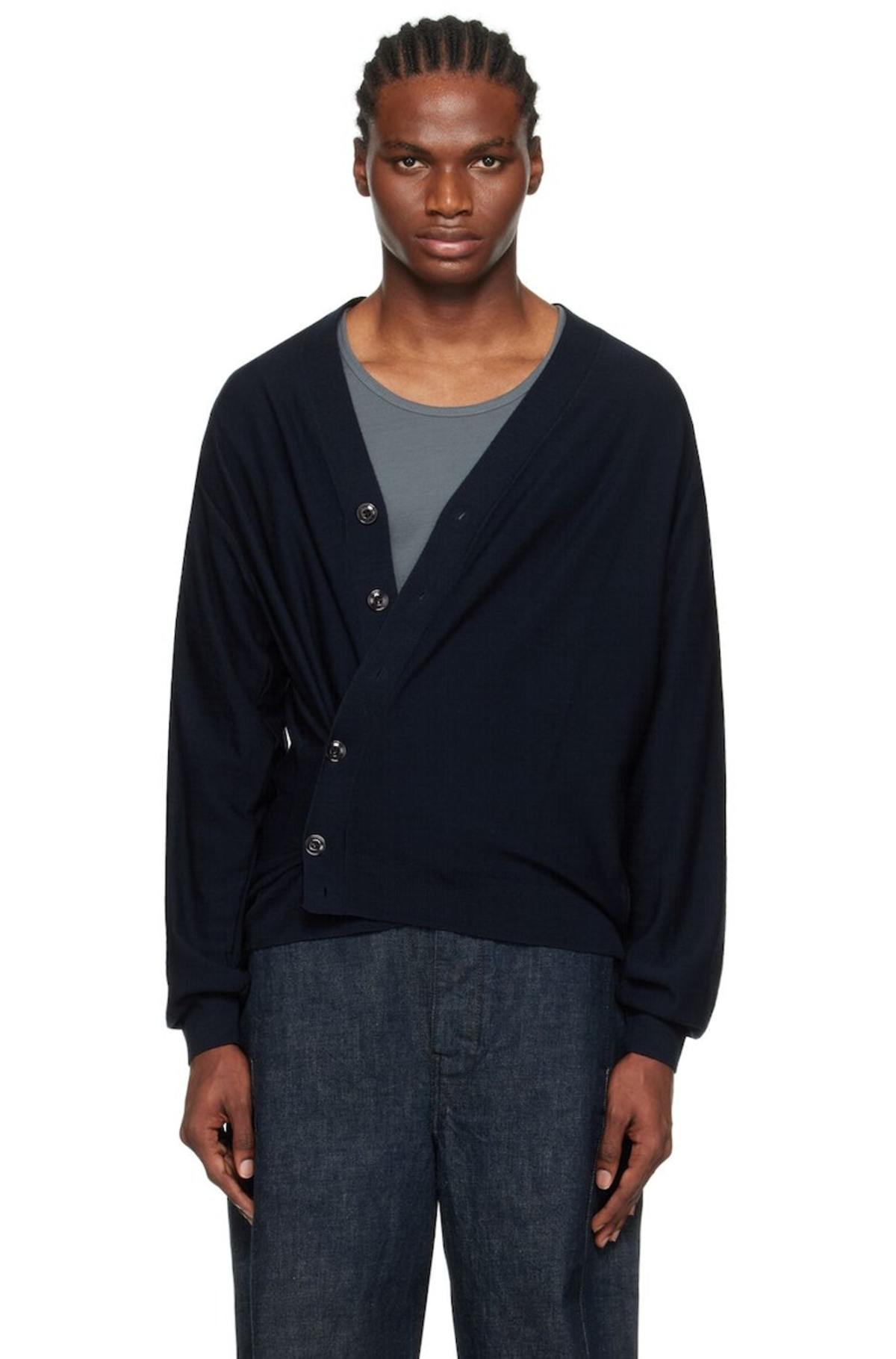 LEMAIRE-Navy-Twisted-Cardigan-
