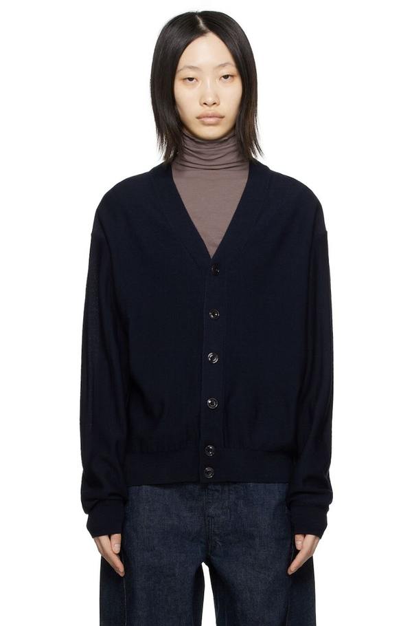 Lemaire Relaxed Twisted Cardigan - Navy | Garmentory