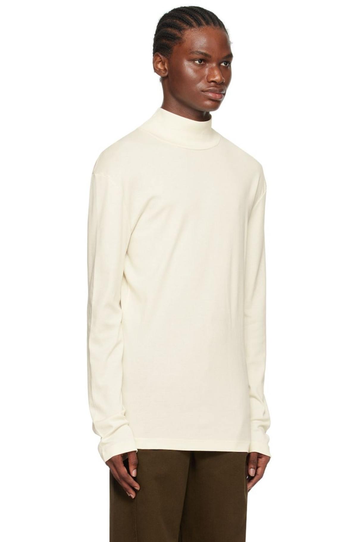 Lemaire Off White Rib Turtleneck - Light Cream | Garmentory