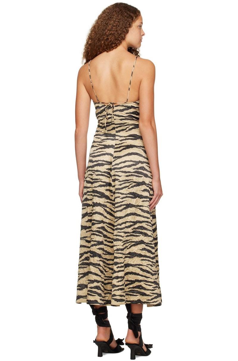 Ganni Crinkled Maxi Dress - Khaki | Garmentory