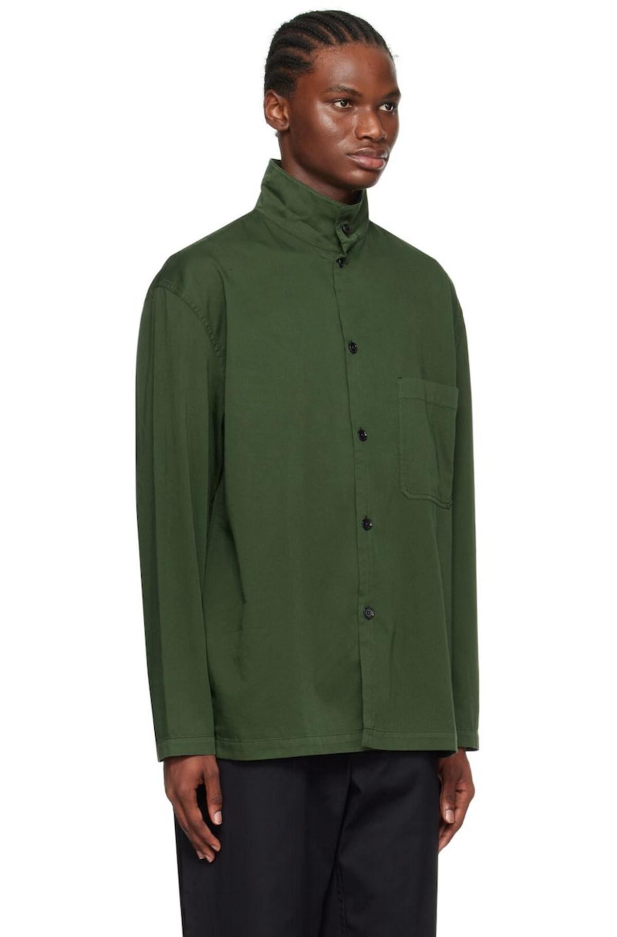 Lemaire Stand Collar Shirt - Green | Garmentory