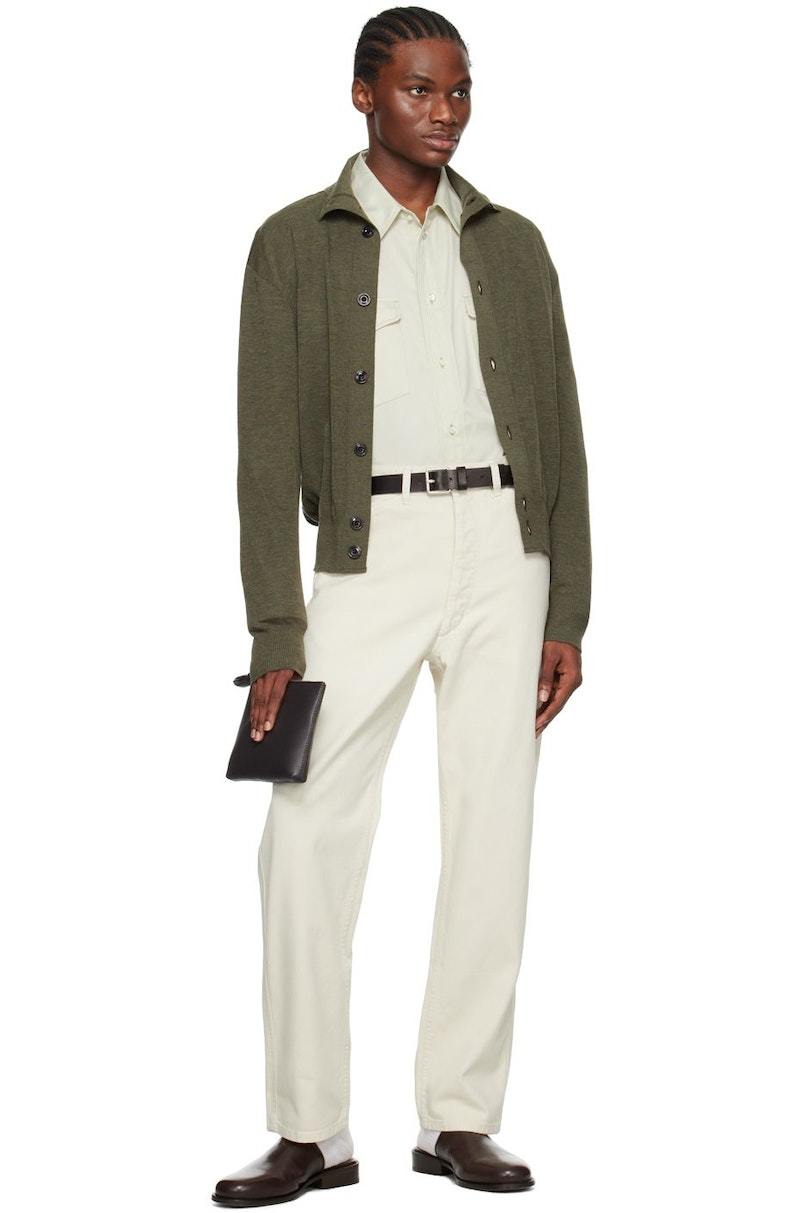 Lemaire Convertible Collar Cardigan - Khaki | Garmentory