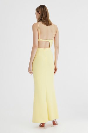 Significant Other Poet Asymmetrical Dress - Lemon