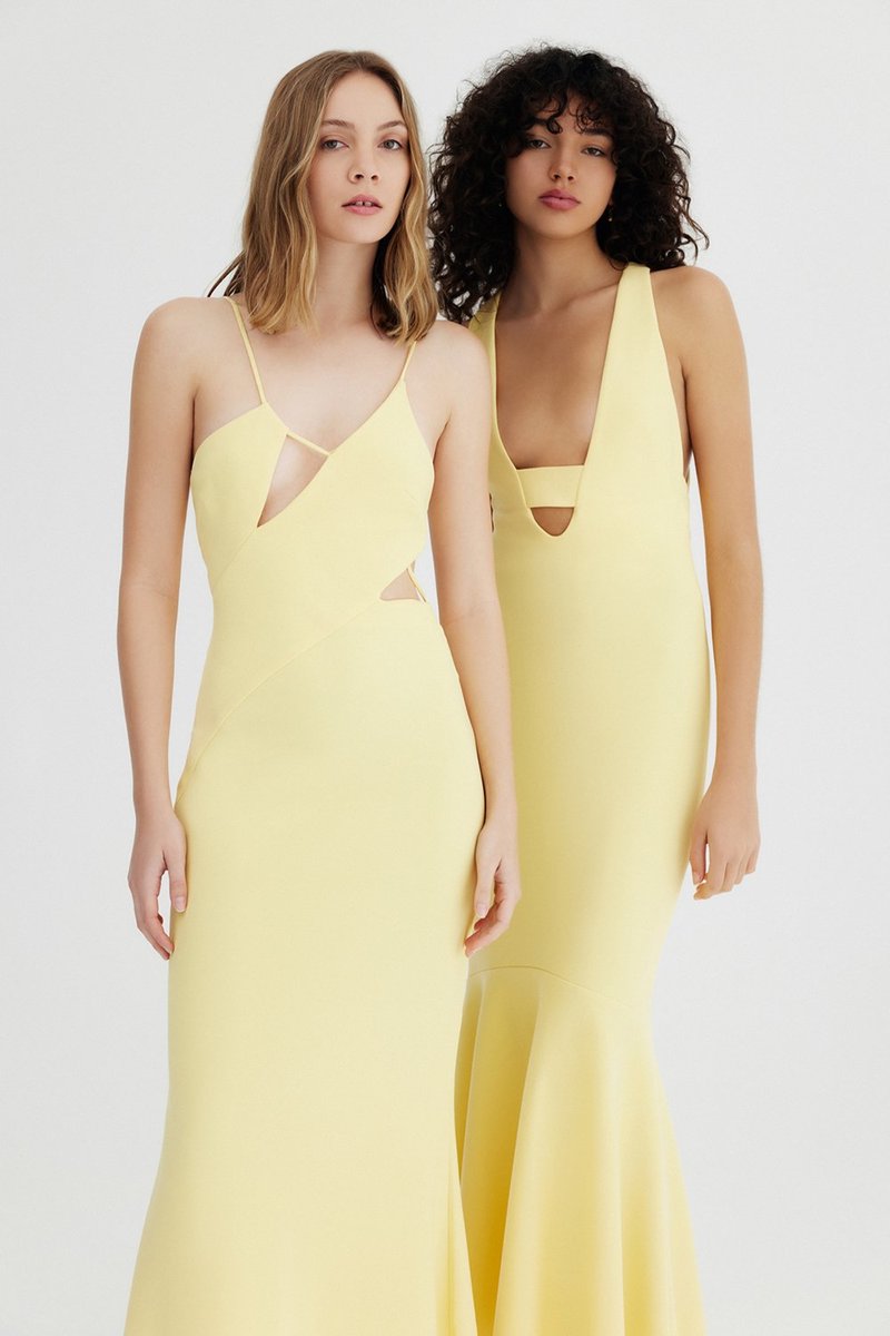 Significant Other Poet Asymmetrical Dress - Lemon Significant Other Poet Asymmetrical Dress - Lemon