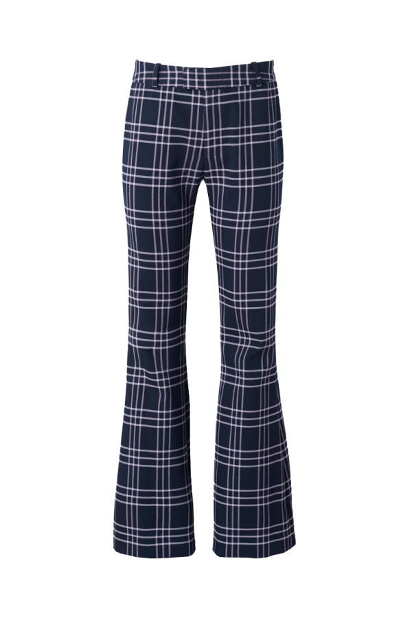Smythe Bootcut Pant - Navy Lilac Grid