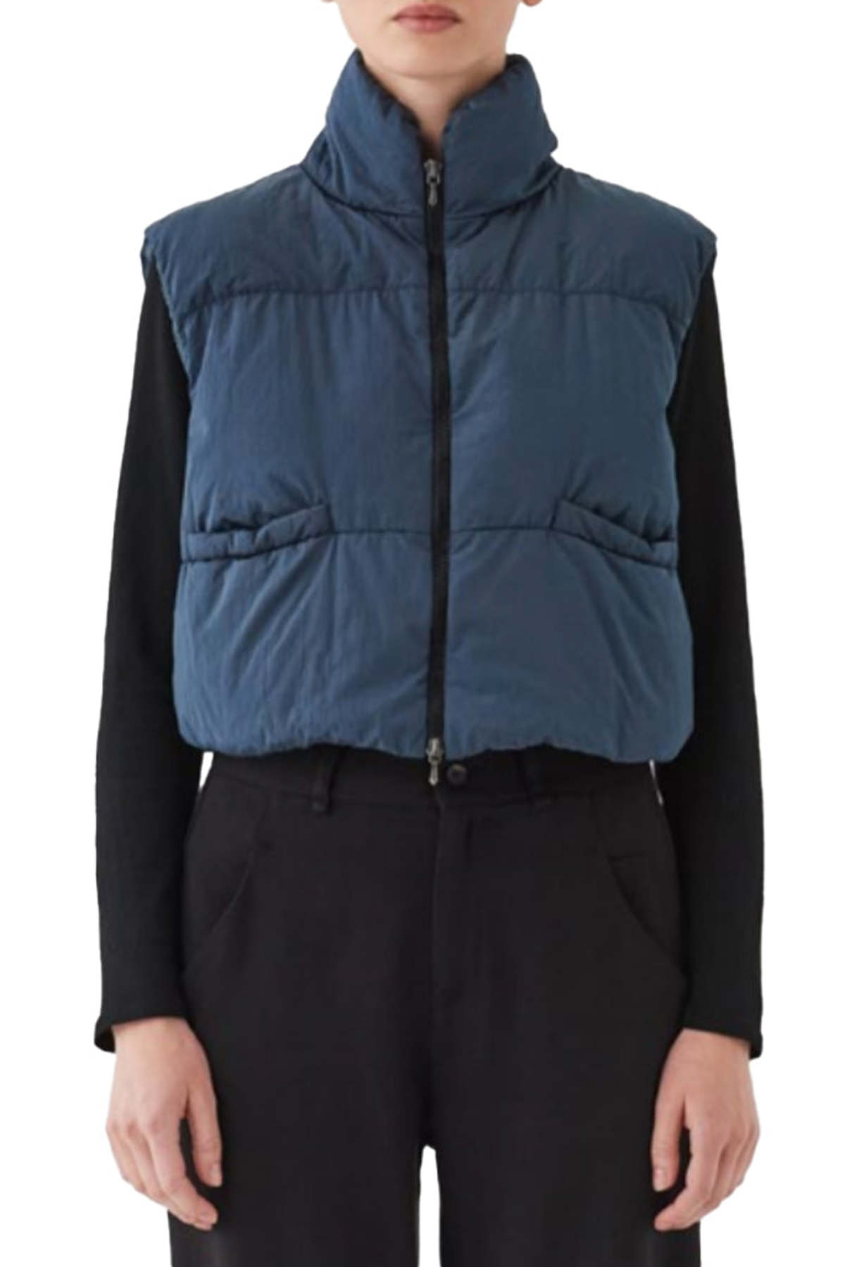 Transit Par Such Puffer Zip Up Vest - Petrol | Garmentory