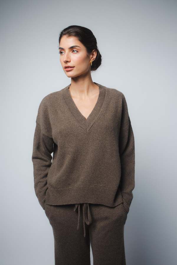 Santicler Crista V-neck Cashmere Pullover - Chestnut