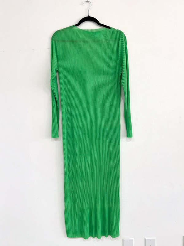 SAMPLE - PLEATED MESH DRESS - LIME | Garmentory