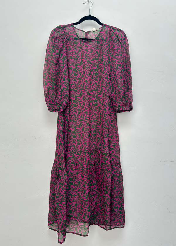sheer peasant dress SAMPLE - SHEER PEASANT DRESS - MAGENTA FLORAL