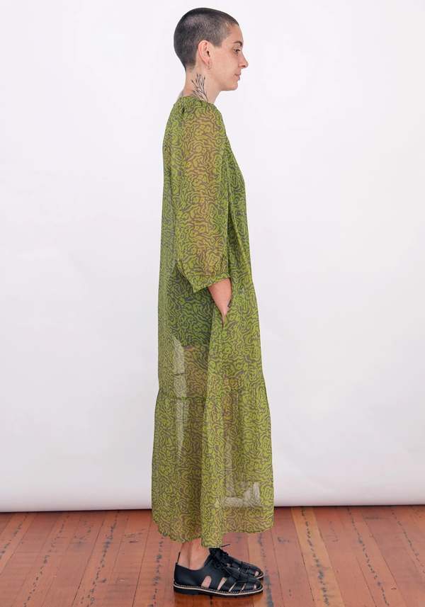 sheer peasant dress SAMPLE - SHEER PEASANT DRESS - MAGENTA FLORAL