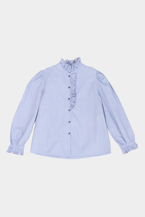 kids Caramel CAULIFLOWER GIRL BLOUSE - SLATE BLUE