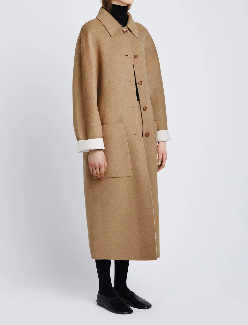 Proenza Schouler Melton Reversible Coat - Camel/White