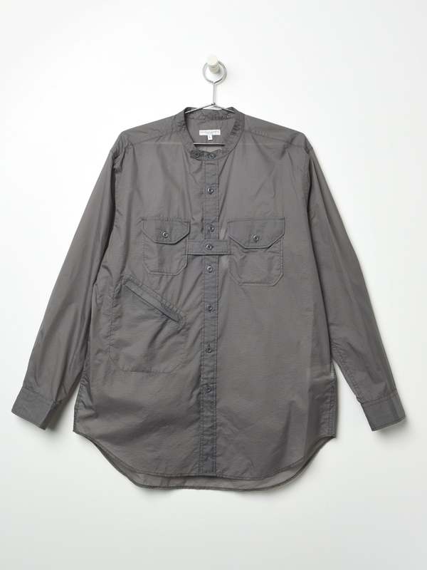 シャツ ENGINEERED GARMENTS nylon band collar Engineered Garments Nylon Micro Ripstop Banded Collar Shirt - Grey