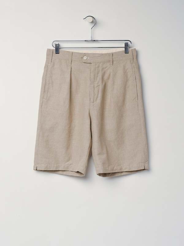 パンツ ENGINEERED GARMENTS Sunset Short Linen Engineered Garments Linen Cotton Sunset Short - Natural | Garmentory