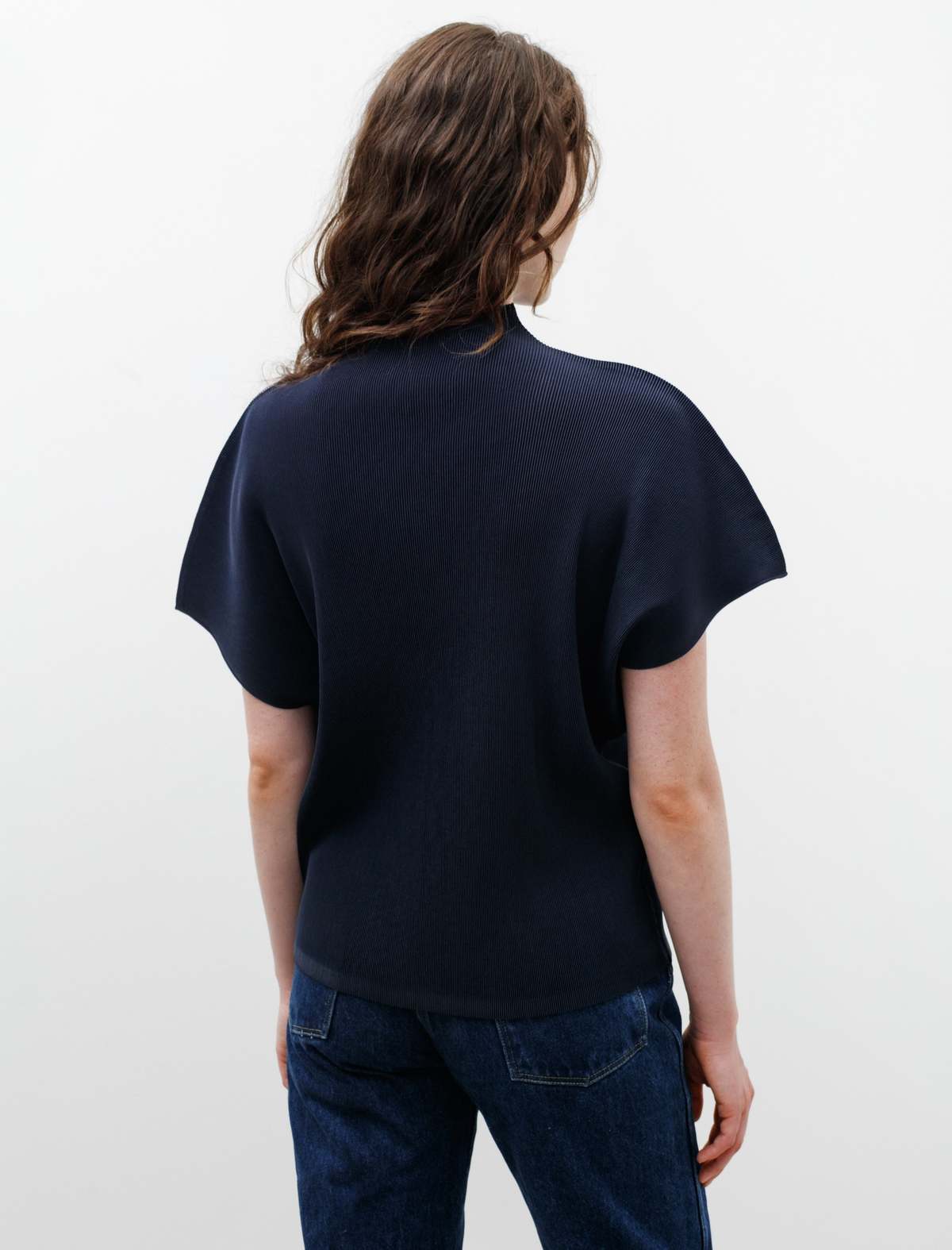 Pleats Please by Issey Miyake Mist Mock Neck - Dark Navy | Garmentory