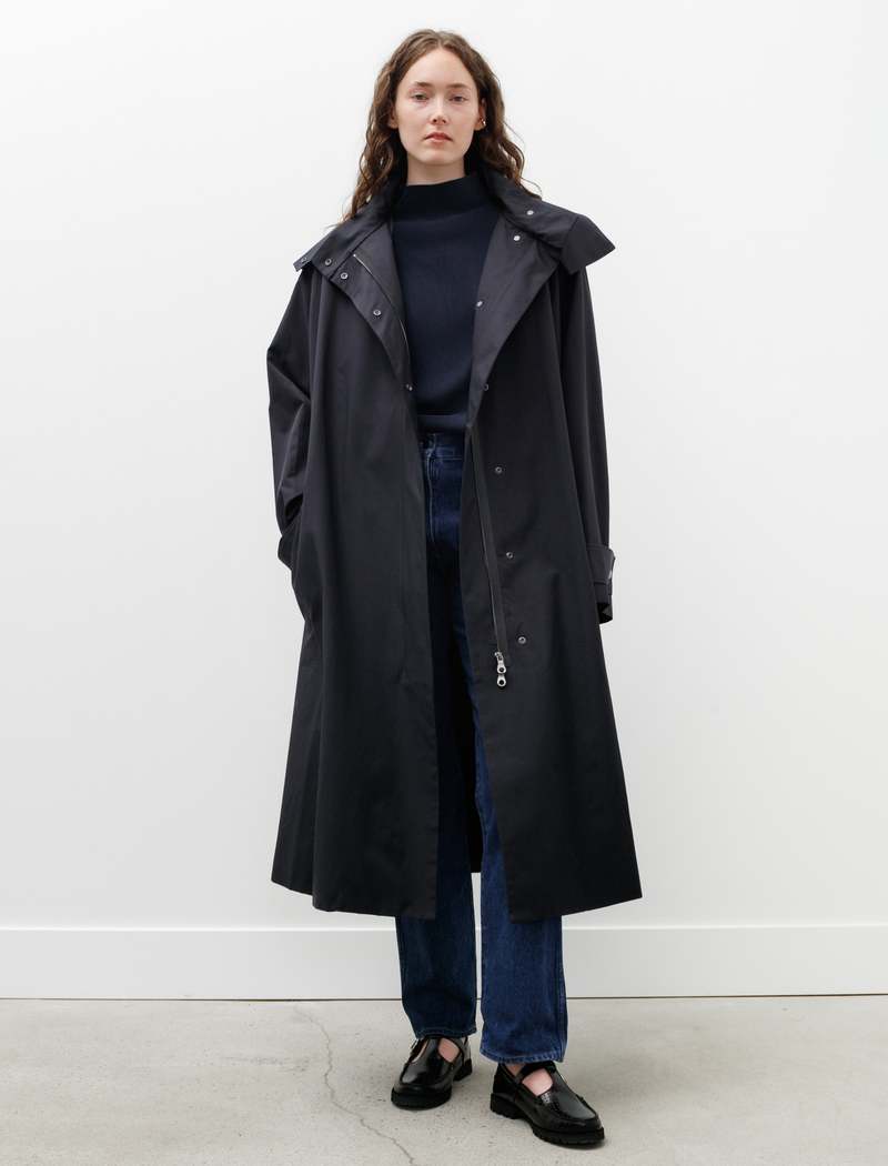 Studio Nicholson Tana Showerproof Coated Cotton Coat - Darkest Navy