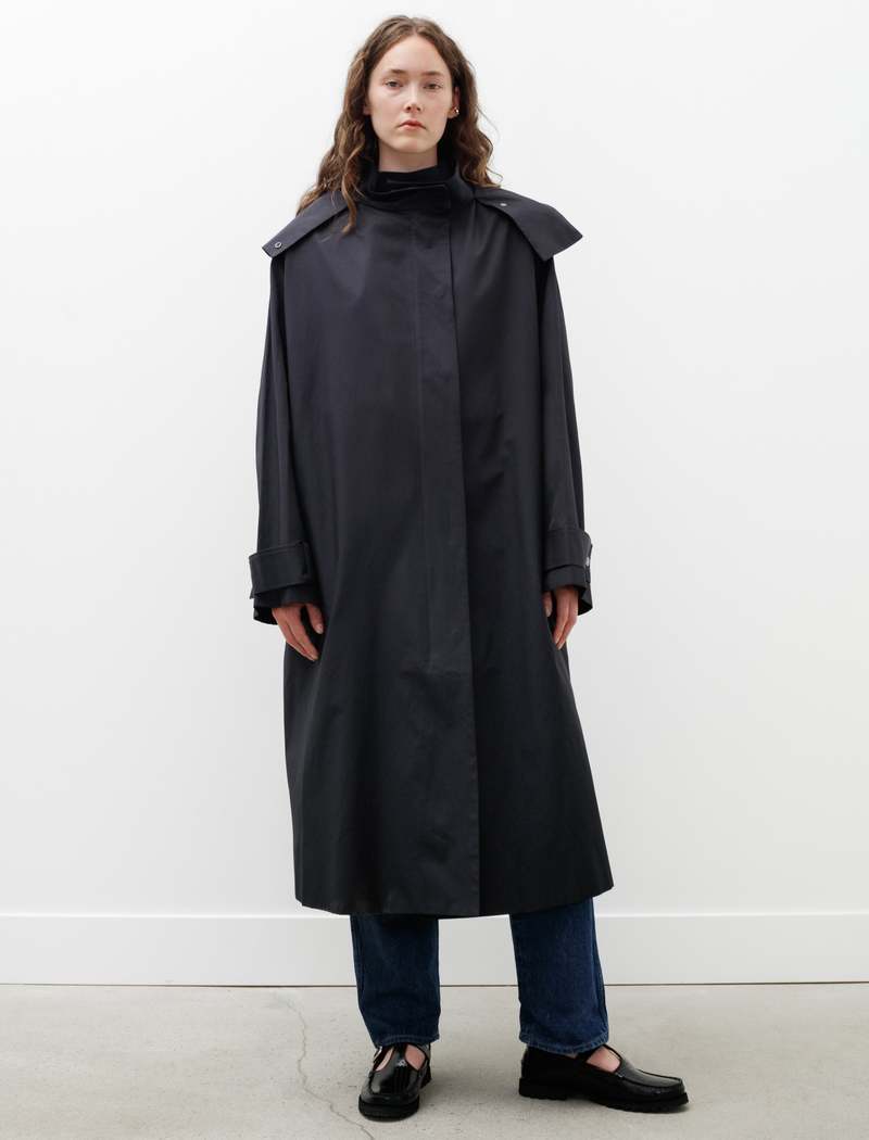 Studio Nicholson Tana Showerproof Coated Cotton Coat - Darkest Navy