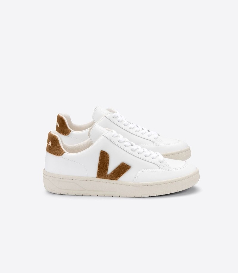VEJA V-12 leather sneaker - Extra White/camel