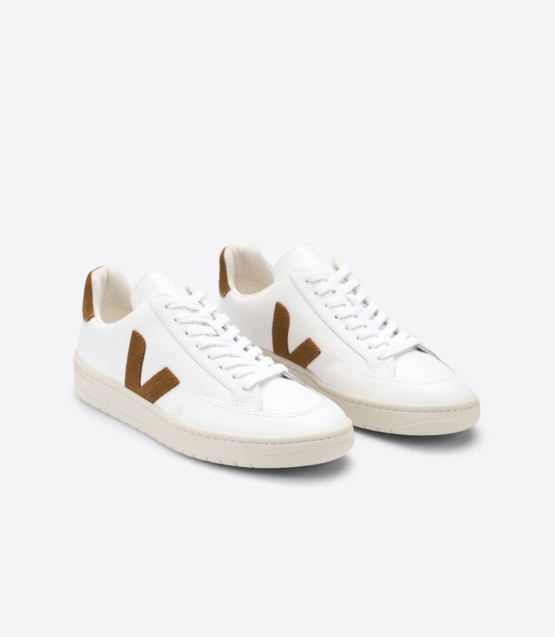 VEJA V-12 leather sneaker - Extra White/camel