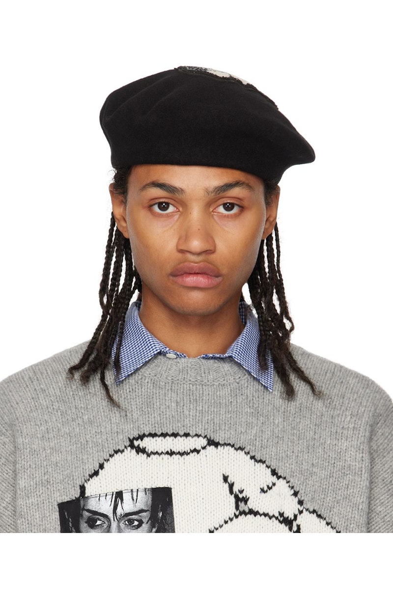 希少 美品 19ss UNDERCOVER BERET UNDERCOVER-Black-Rose-Beret-