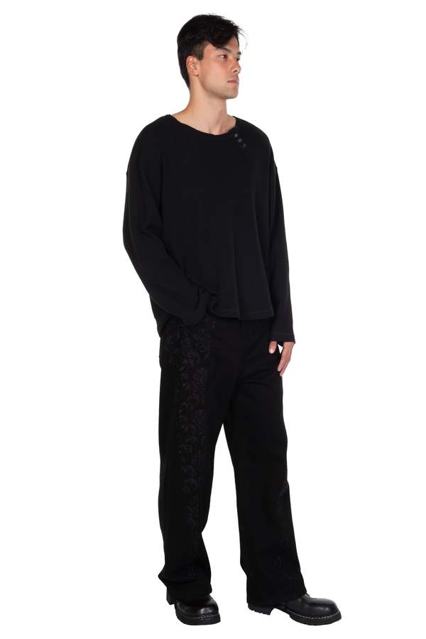 Professor.E Waffle Henley LS T-Shirt | Garmentory