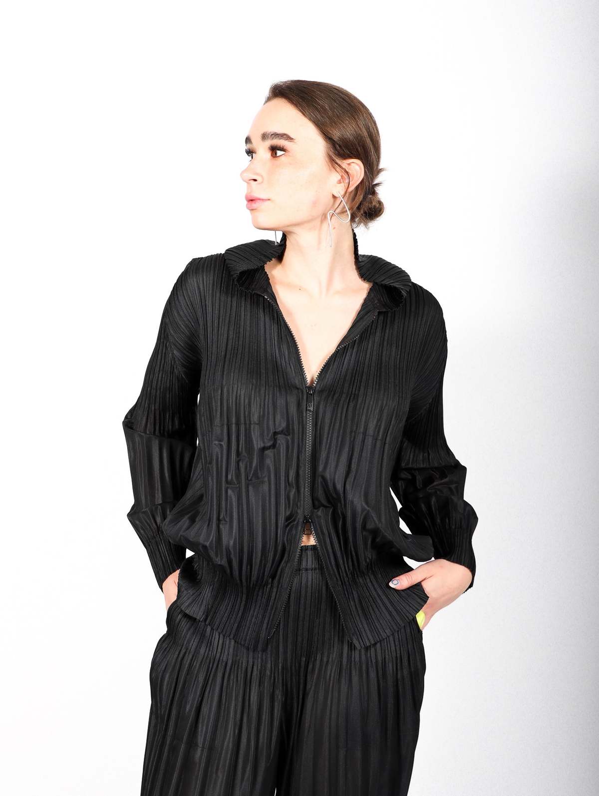 Pleats Please by Issey Miyake Fluffy Basics Cardigan - Black