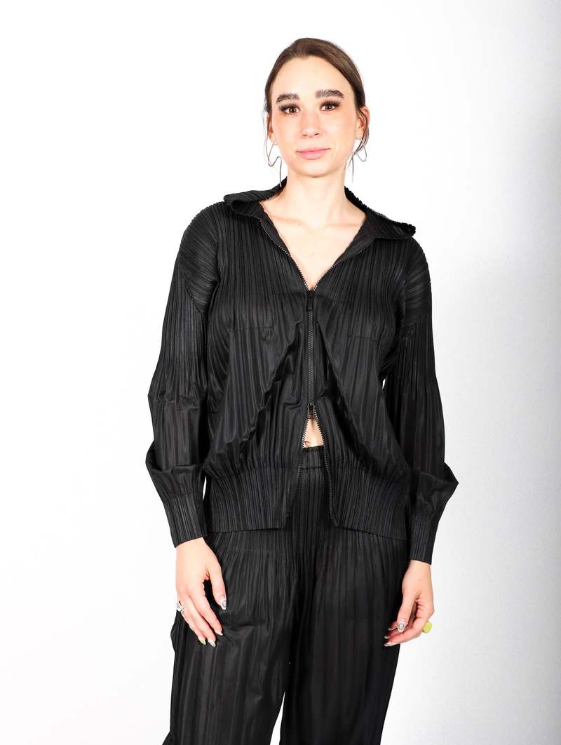 Pleats Please by Issey Miyake Fluffy Basics Cardigan - Black