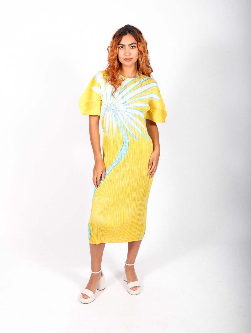 Ice Desert Dress in Yellow by Pleats Please Issey Miyake | Garmentory 