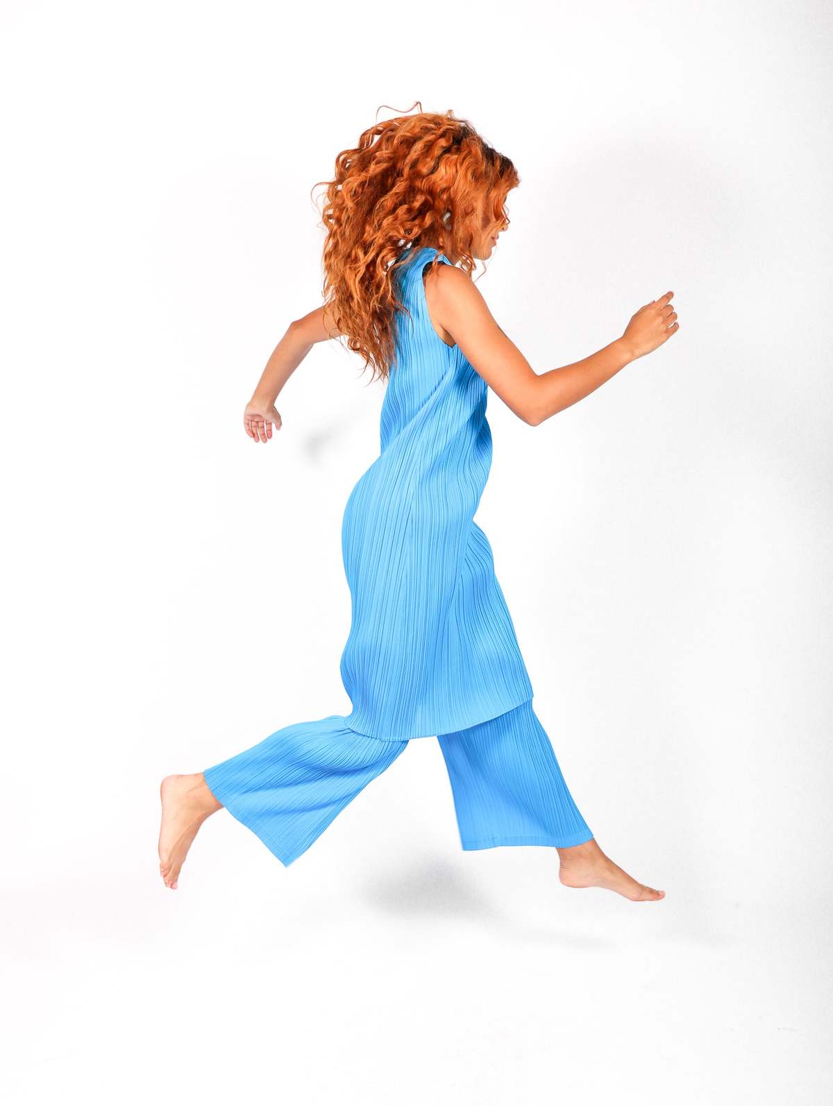 Monthly Colors August Dress in Bright Blue by Pleats Please Issey