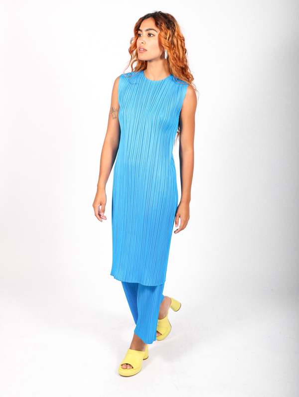 Monthly Colors August Dress in Bright Blue by Pleats Please Issey