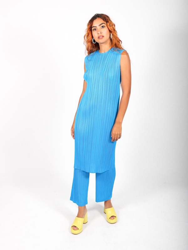 Monthly Colors August Dress in Bright Blue by Pleats Please Issey