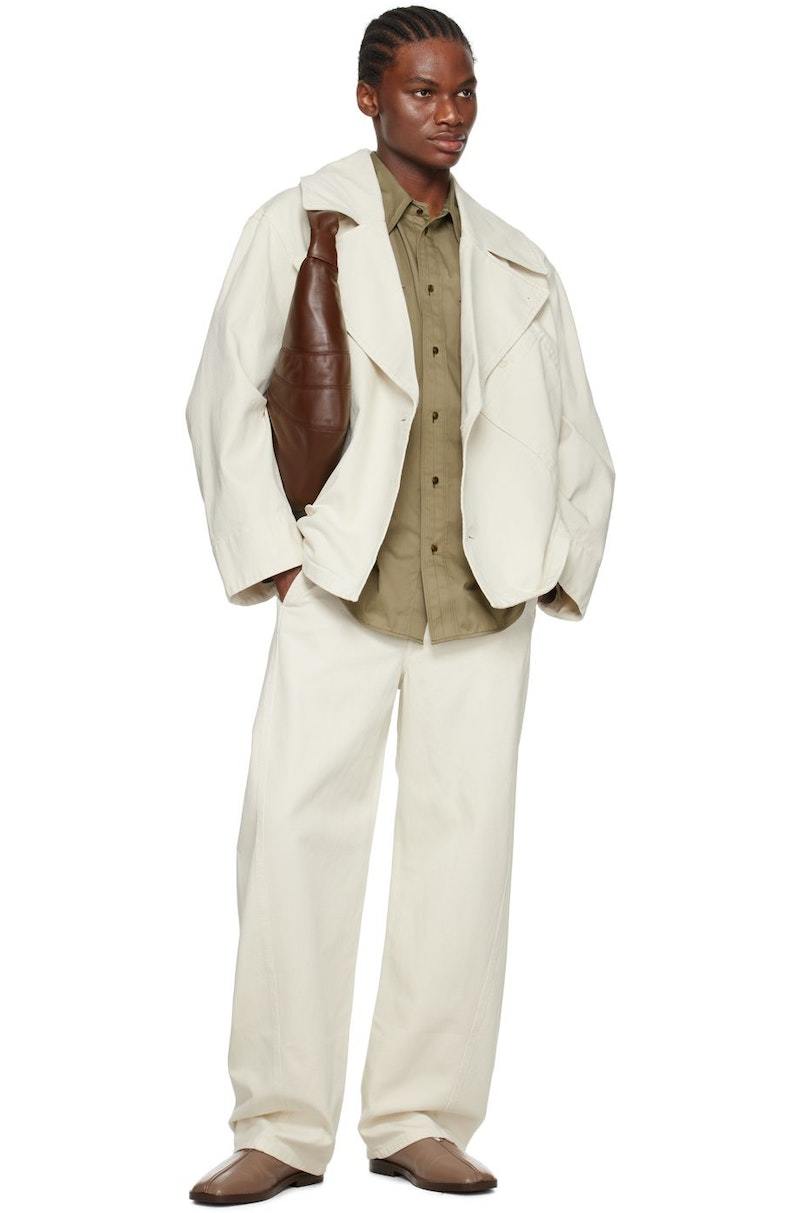 Lemaire Twisted Belted Jeans - Clay White | Garmentory