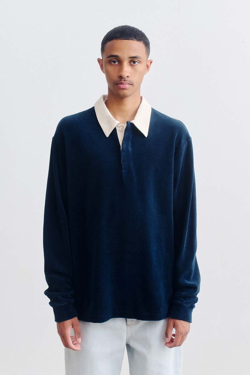 SON OF THE CHEESE - Rugby Shirt / NAVY / 総柄ラグビーシャツ