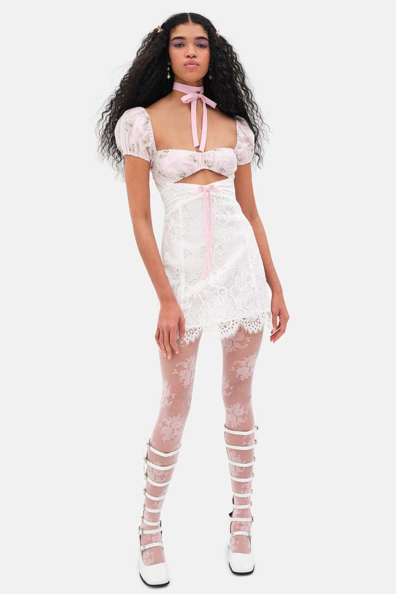 For Love & Lemons London Mini Dress - White