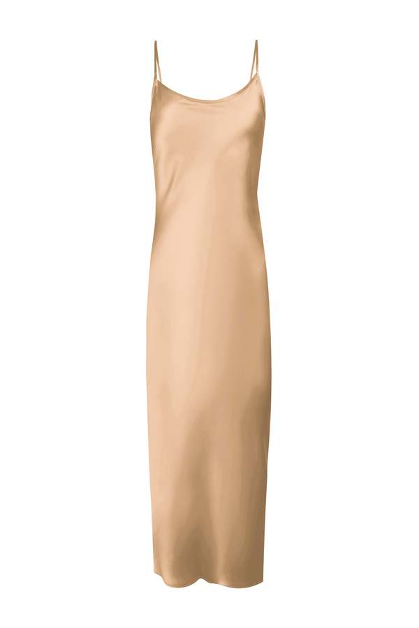 skims soft lounge long slip dress NUDE LUCY ENNI CUPRO SLIP DRESS