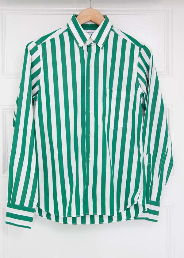 Steven Alan Single Needle Shirt - Bold Green Stripe | Garmentory