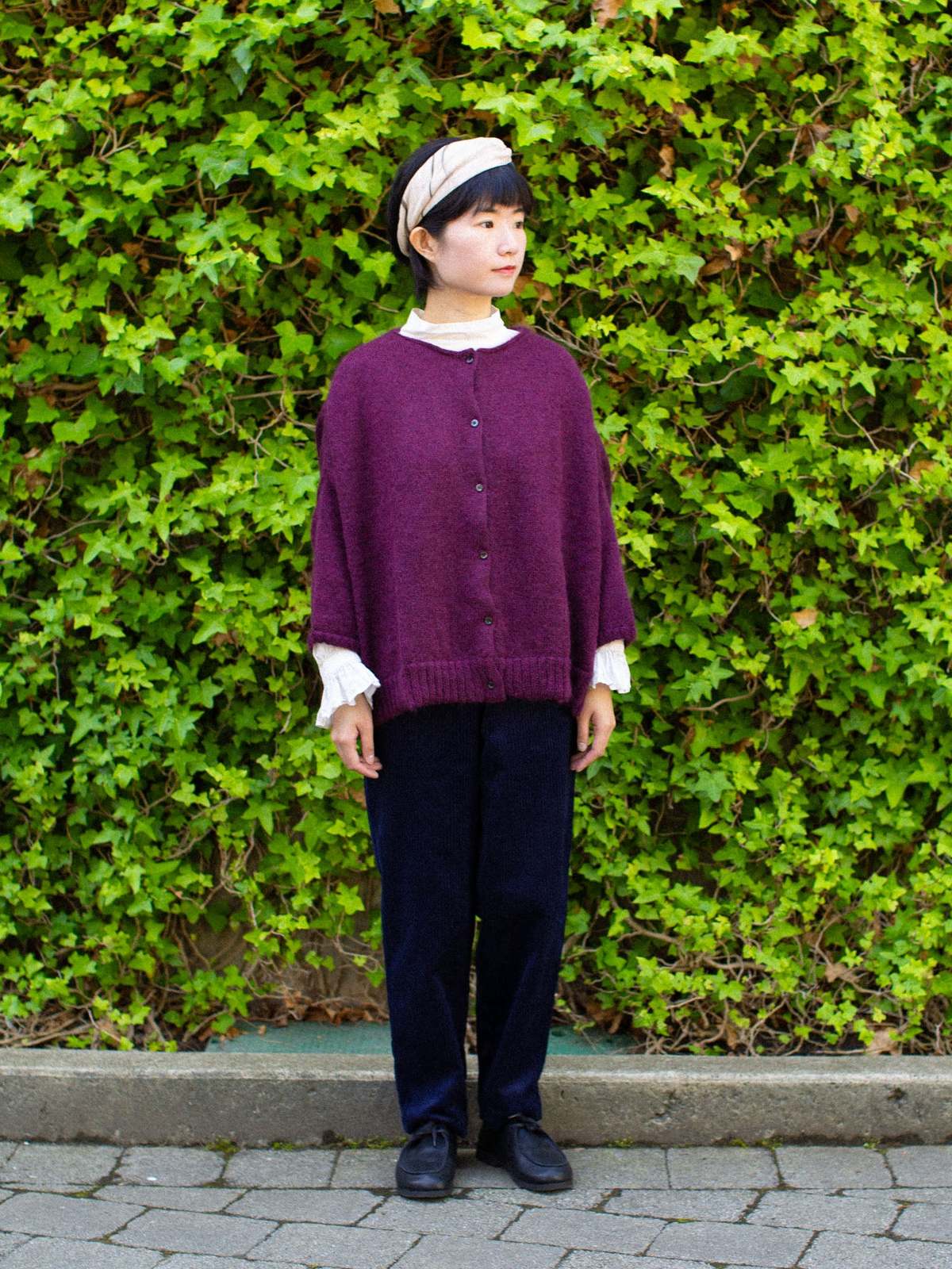 Gallego Desportes Pantalon Mohair Cardigan - Plum - Image 2 of 4