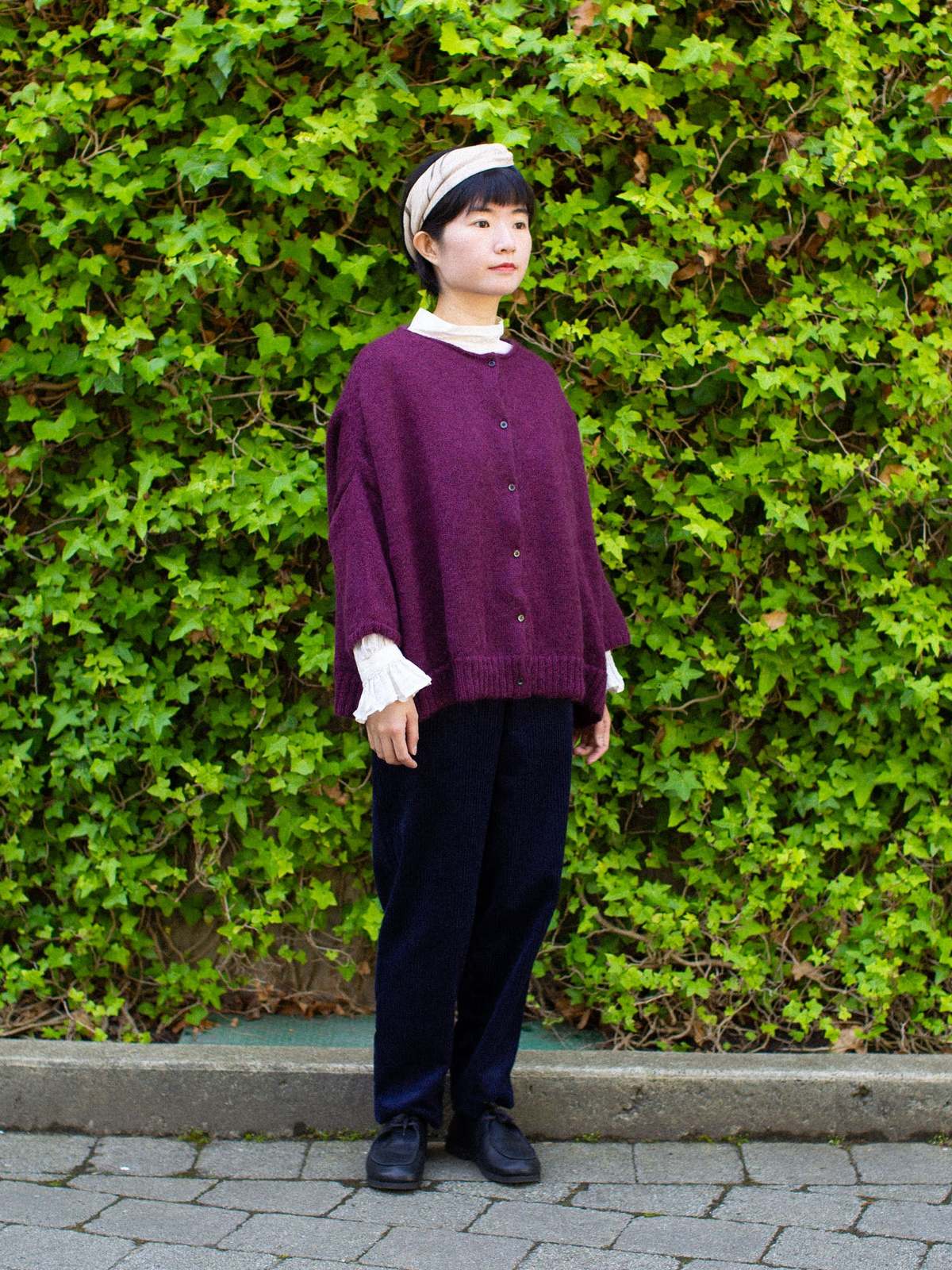 Gallego Desportes Pantalon Mohair Cardigan - Plum - Image 4 of 4