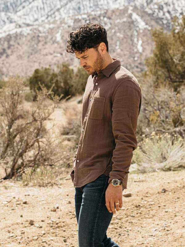 Hiroshi Kato Ripper Waffle Double Gauze Shirt - Chocolate | Garmentory