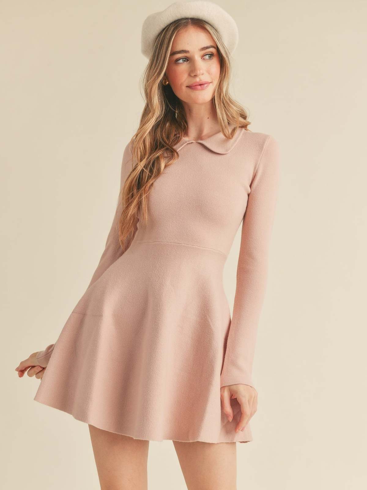 Mable Aiden Flare Knit Dress - Blush | Garmentory