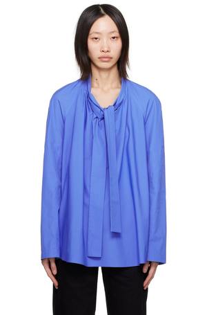 【中古】ルメール LEMAIRE ASCOT BLOUSE シャツ ブラウス カットソー 長袖 36 ブルー /HK ■GY57 レディース Lemaire Ascot Blouse - Blue | Garmentory