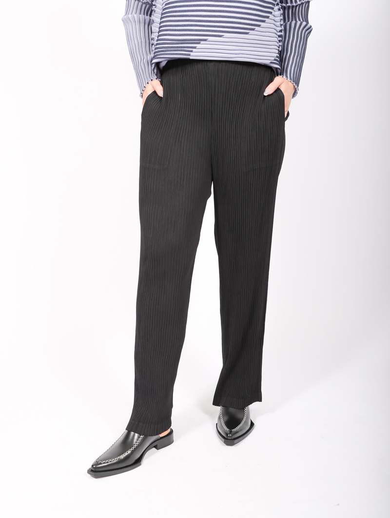 Issey Miyake Trunk Show Hatching Pleats Pants - Black